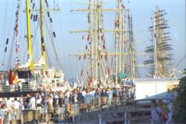 Hansesail Rostock Warnemünde Großsegler Windjammer am Passagierkai